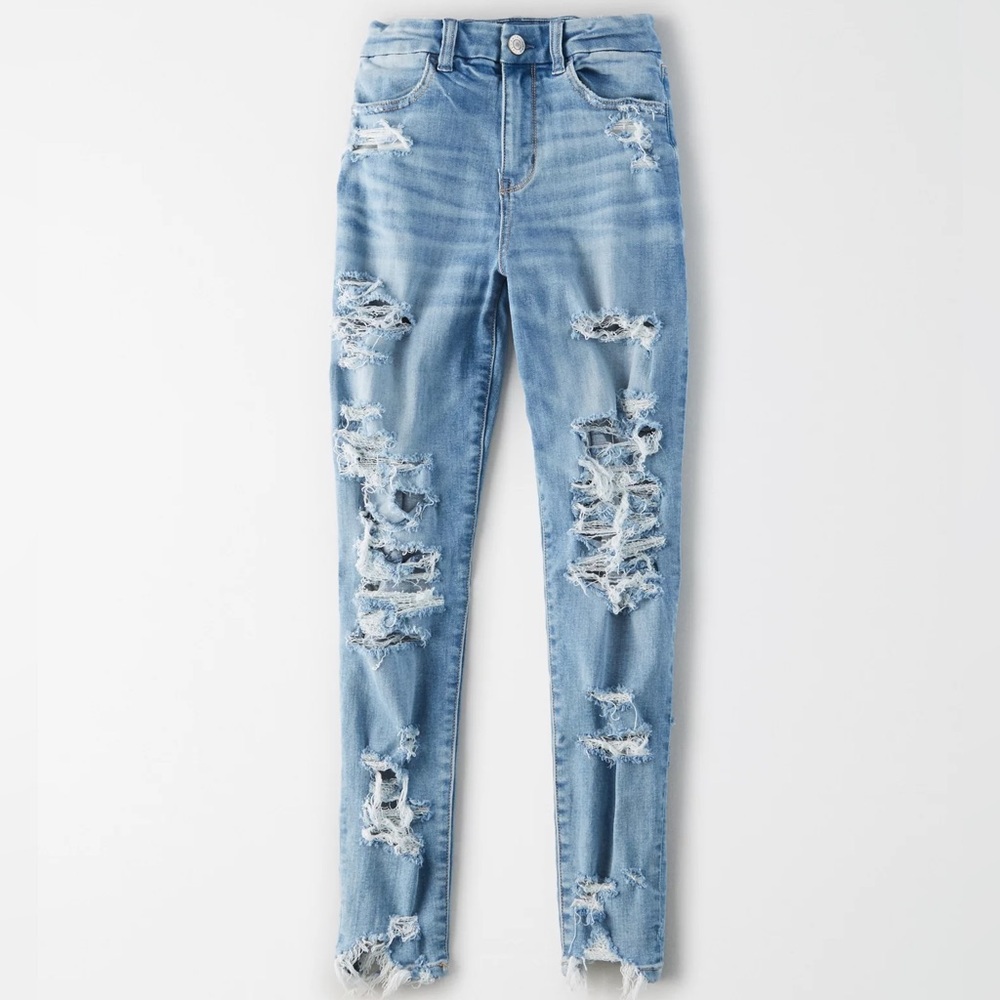 American Eagle Outfitters Distressed Light Blue Skinny Jeans